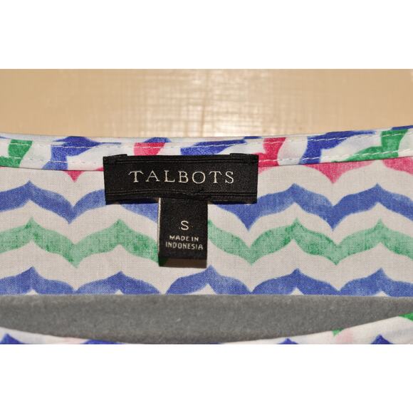 TALBOTS $70 Multi-Color Chevron Blouse 3/4‎ Sleeve Tie Cuffs Small - Picture 4 of 4